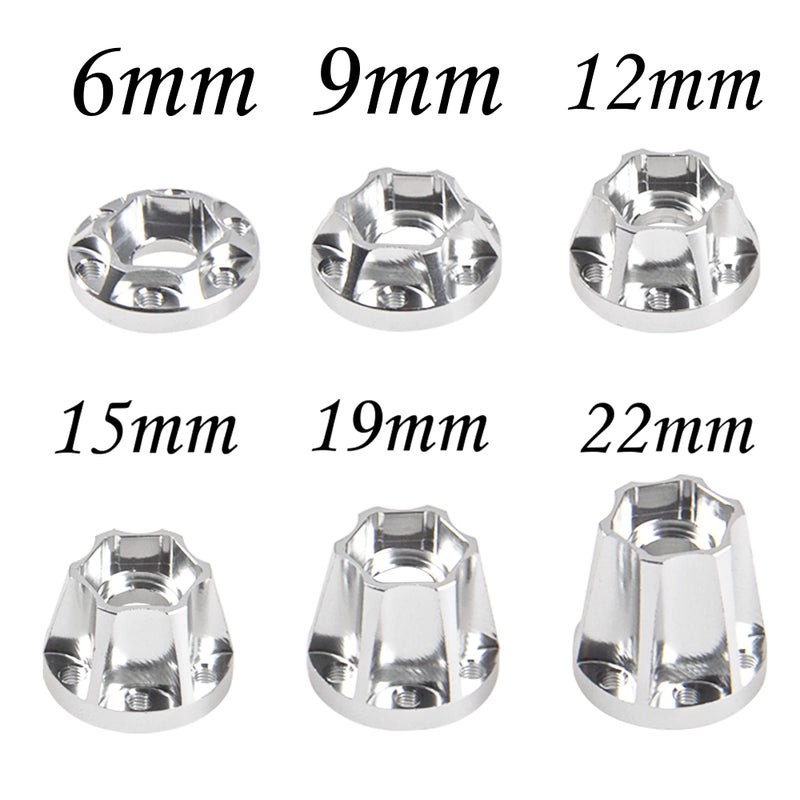 Vgoohobby Metal RC 12mm Wheel Hex Hub Extension Combiner Compatible with 1.9/2.2inch Wheel Rim Axial SCX10 Traxxas TRX4 D90 1/10 RC Crawler (15mm, Silver) - Image 2